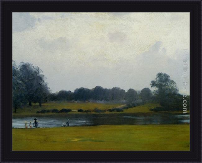 Framed Giuseppe de Nittis the serpentine hyde park painting