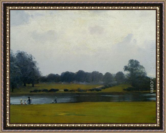 Framed Giuseppe de Nittis the serpentine hyde park painting