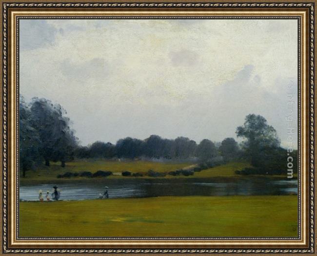 Framed Giuseppe de Nittis the serpentine hyde park painting