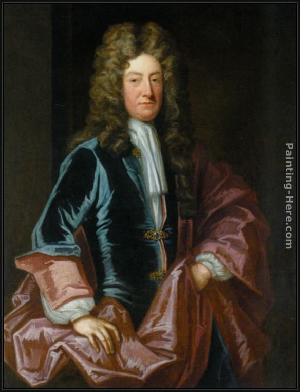 Framed Godfrey Kneller portrait of a gentleman painting