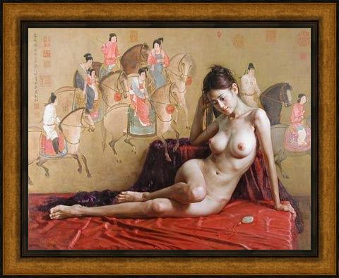 Framed Guan zeju gzj18 painting