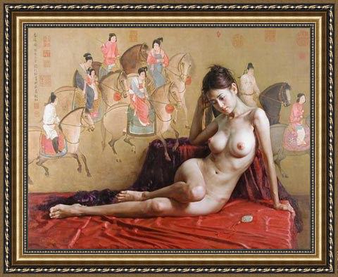 Framed Guan zeju gzj18 painting