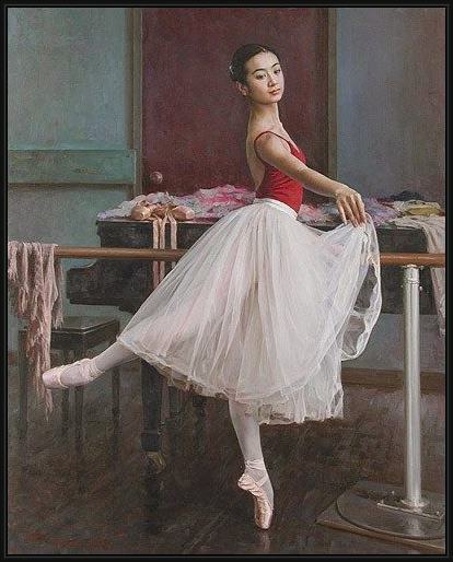 Framed Guan zeju pirouette painting