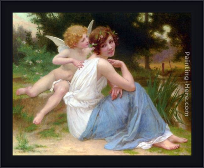 Framed Guillaume Seignac cupid and psyche painting