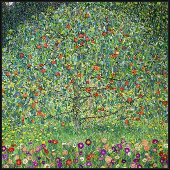 Framed Gustav Klimt apple tree i painting