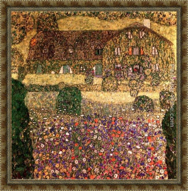 Framed Gustav Klimt country house by the attersee painting