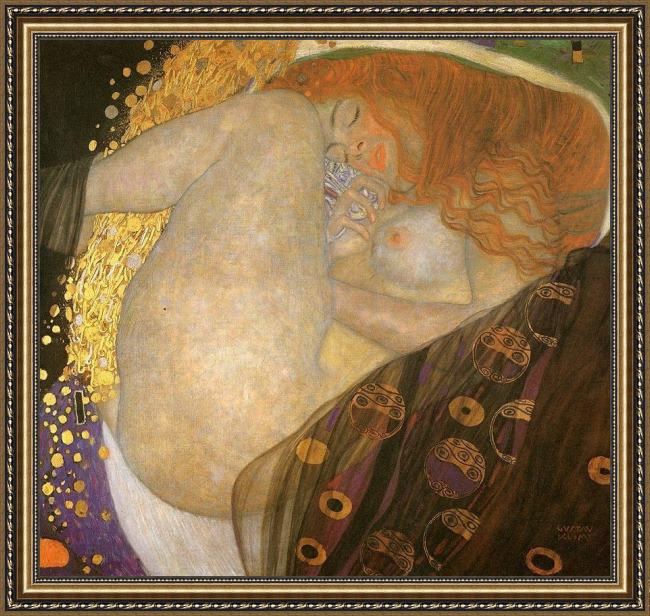Framed Gustav Klimt danae painting