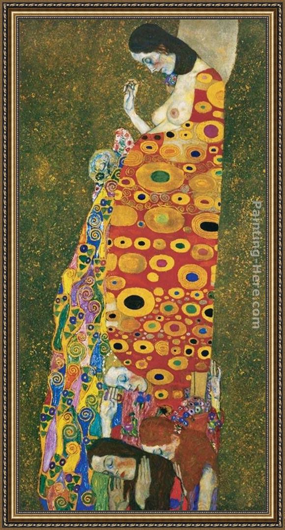 Framed Gustav Klimt die hoffnung ii painting