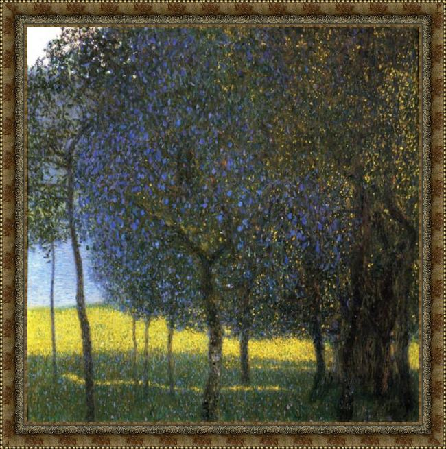 Framed Gustav Klimt fruit trees painting