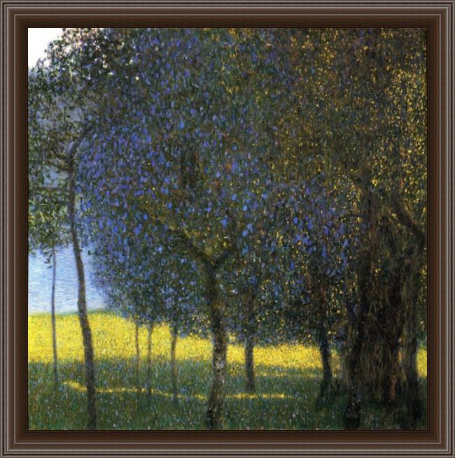 Framed Gustav Klimt fruit trees painting