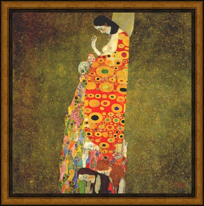 Framed Gustav Klimt hope painting