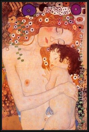 Framed Gustav Klimt mother and child ii painting