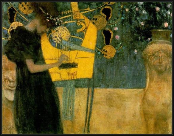 Framed Gustav Klimt music i 1895 painting