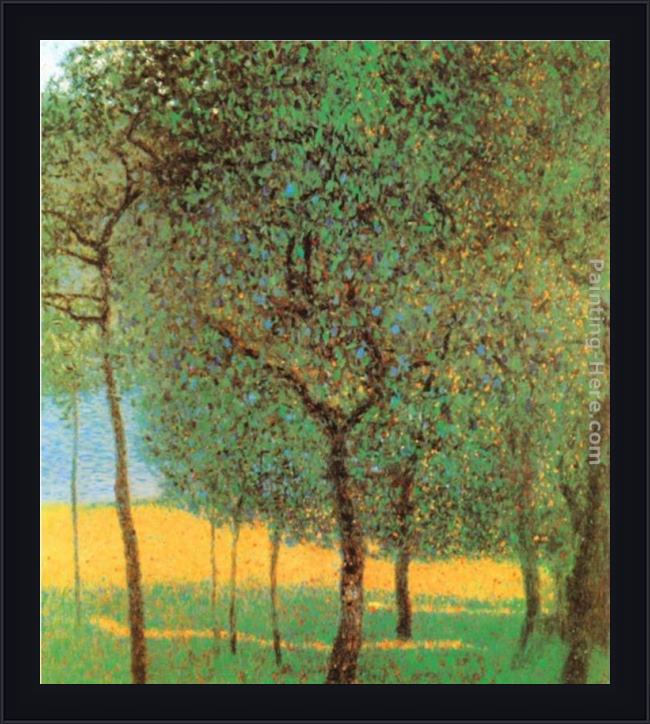 Framed Gustav Klimt orchard painting