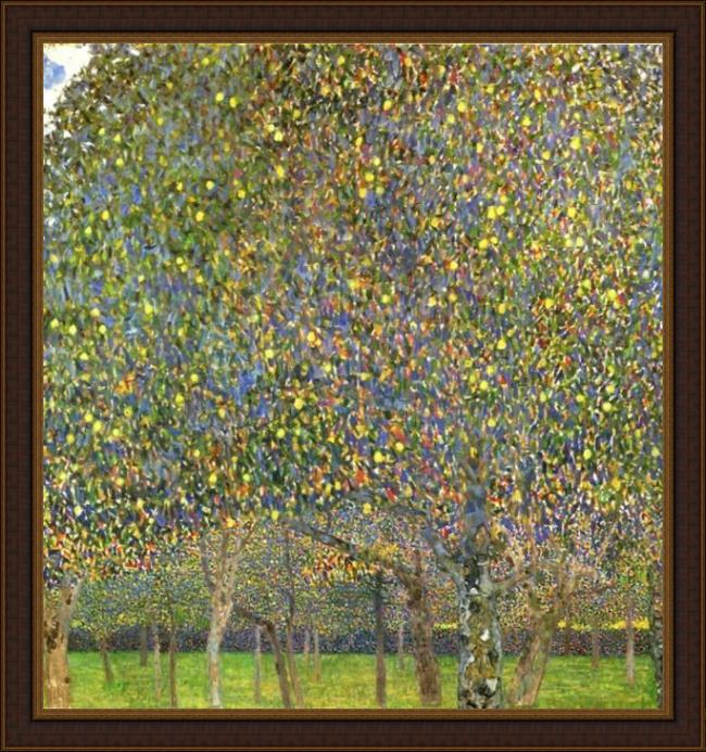Framed Gustav Klimt pear tree painting