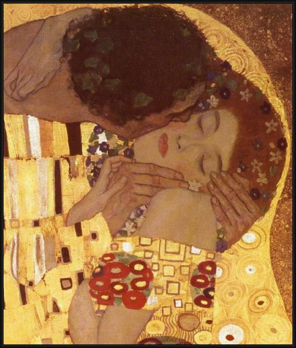 Framed Gustav Klimt the kiss (detail) painting