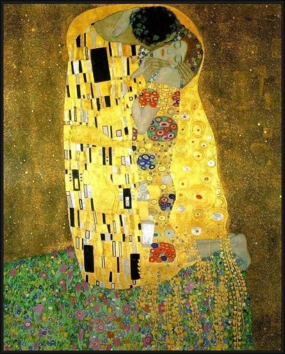 Framed Gustav Klimt the kiss (le baiser _ il baccio) painting