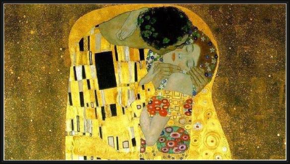 Framed Gustav Klimt the kiss cropped painting