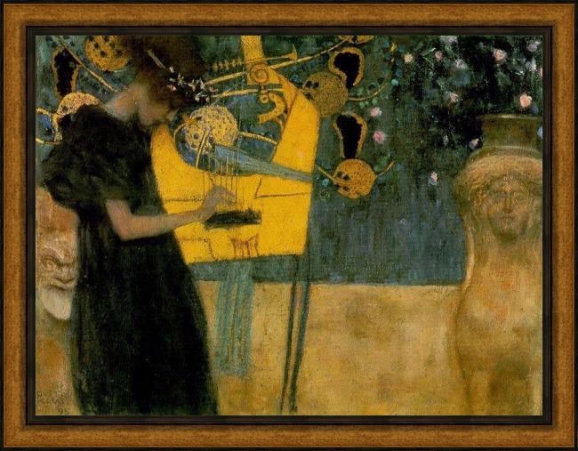Framed Gustav Klimt the music painting