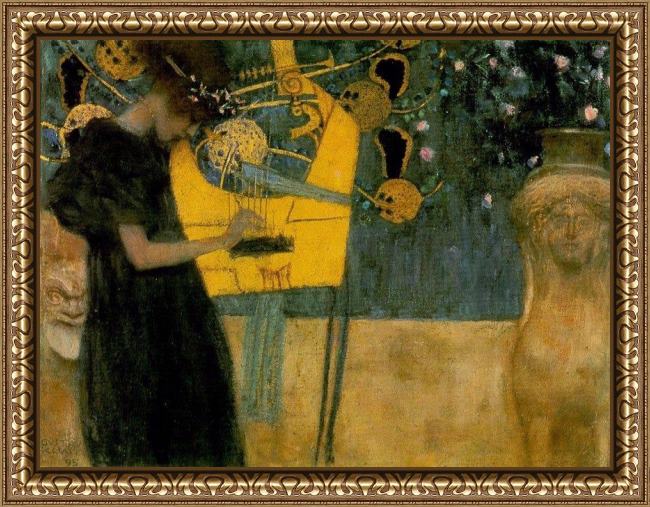 Framed Gustav Klimt the music painting