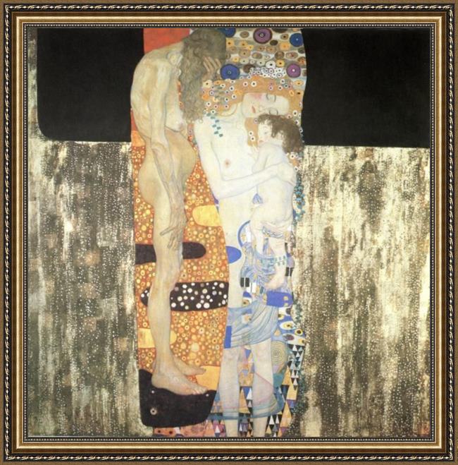 Framed Gustav Klimt the three ages of woman painting