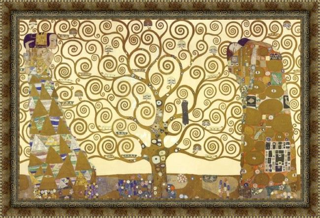 Framed Gustav Klimt the tree of life painting