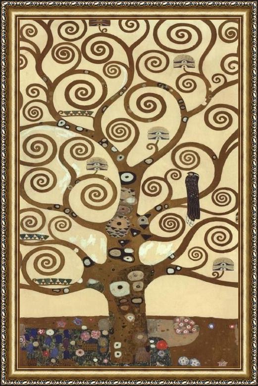 Framed Gustav Klimt the tree of life (gold foil) painting