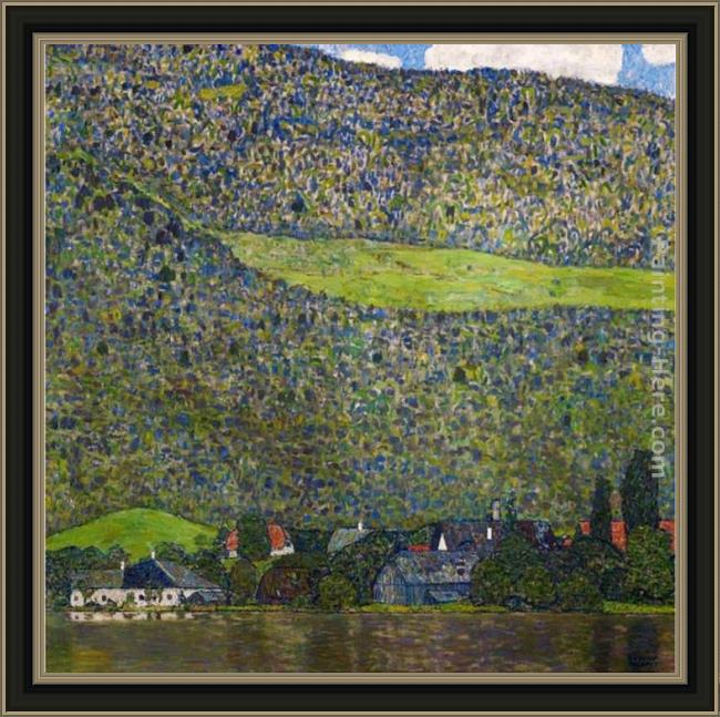 Framed Gustav Klimt unterach on lake attersee, austria painting