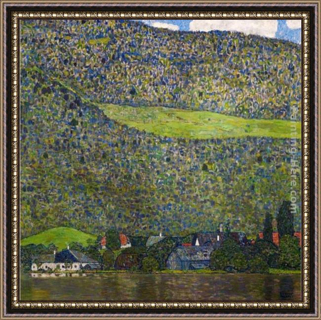 Framed Gustav Klimt unterach on lake attersee, austria painting
