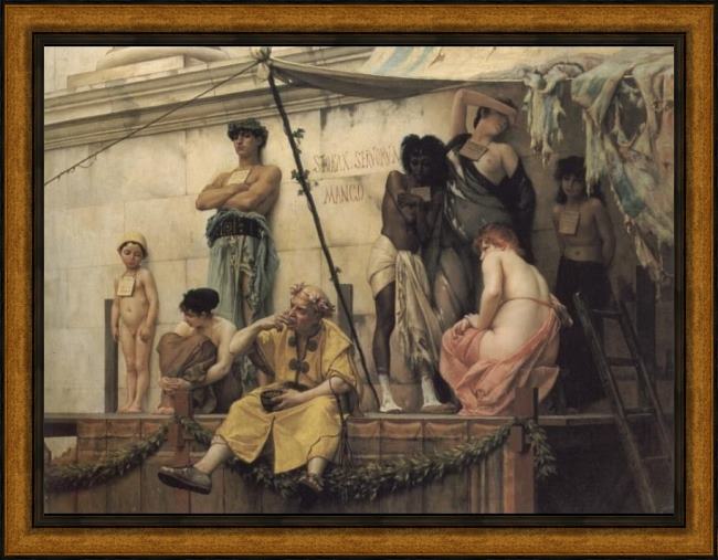 Framed Gustave Clarence Rodolphe Boulanger the slave market painting