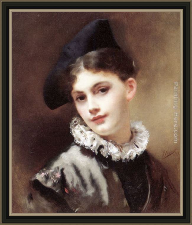 Framed Gustave Jean Jacquet a coquettish smile painting