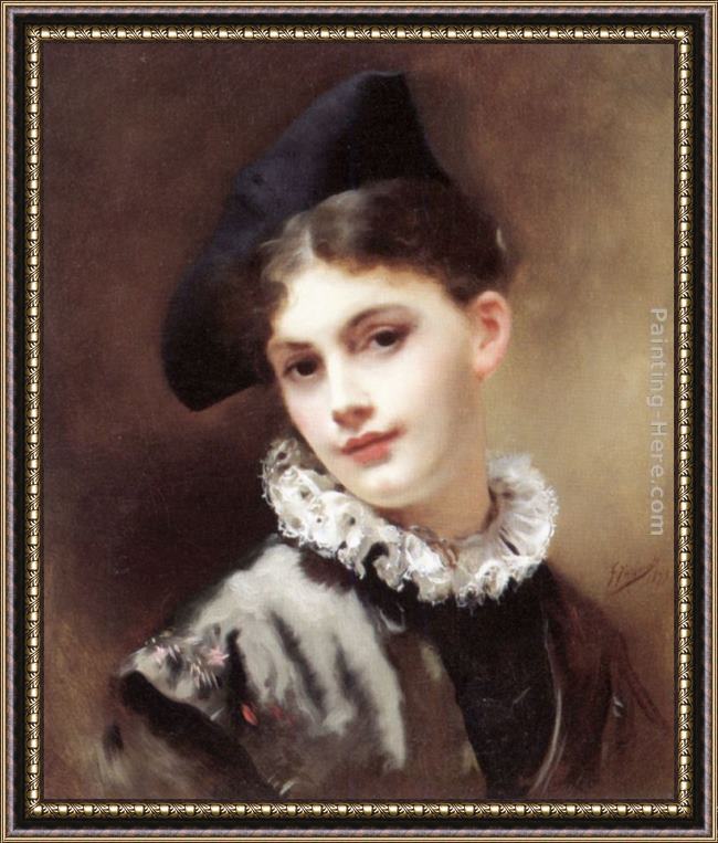 Framed Gustave Jean Jacquet a coquettish smile painting