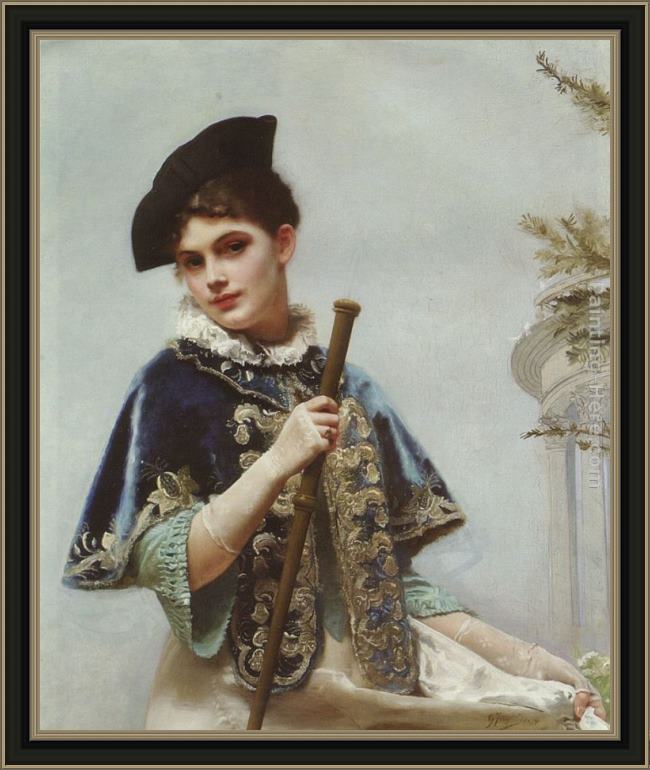 Framed Gustave Jean Jacquet a portrait of a noble lady painting