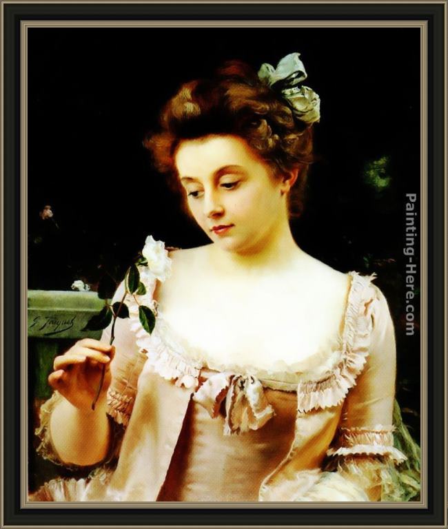Framed Gustave Jean Jacquet a rare beauty painting