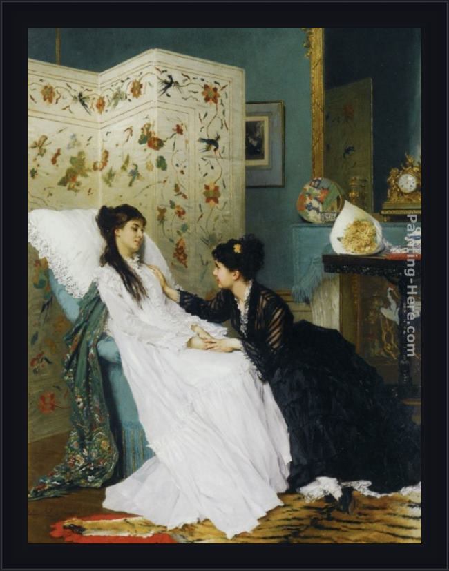 Framed Gustave Leonhard de Jonghe the convalescent painting