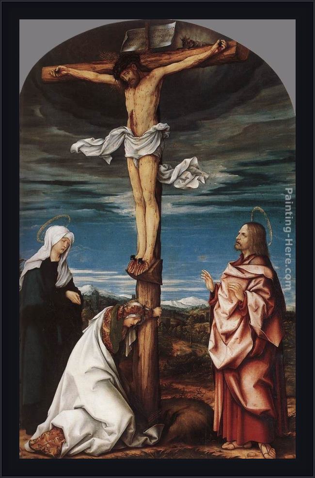 Framed Hans the elder Burgkmair crucifix with mary, mary magdalen and st john the evangelist painting