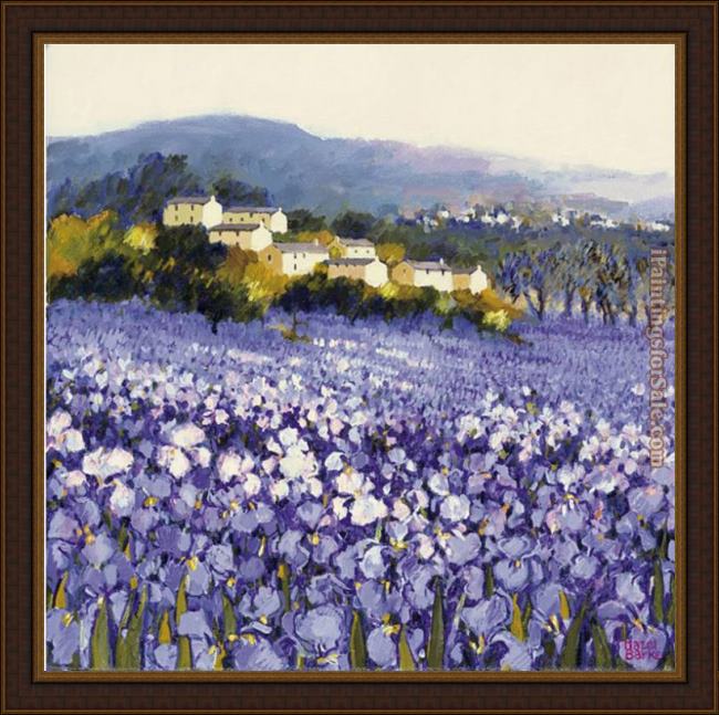 Framed Hazel Barker champs d'iris provence painting