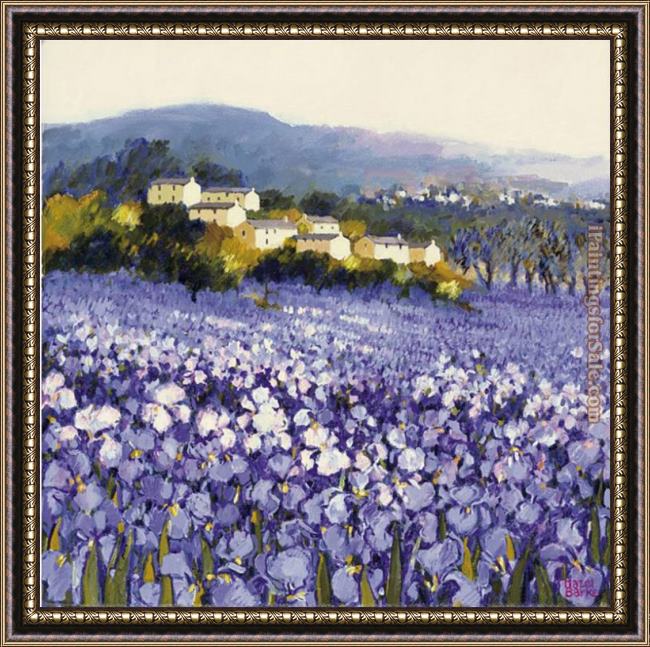 Framed Hazel Barker champs d'iris provence painting
