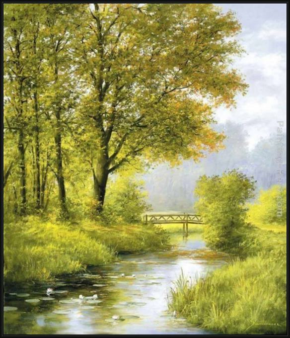 Framed Heinz Scholnhammer dreamy creek ii painting