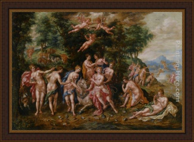 Framed Hendrick De Clerck the rape of europa painting