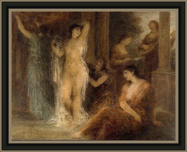 Framed Henri Fantin-Latour the bath painting