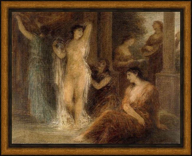 Framed Henri Fantin-Latour the bath painting