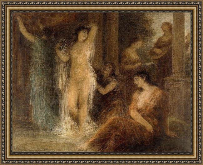 Framed Henri Fantin-Latour the bath painting