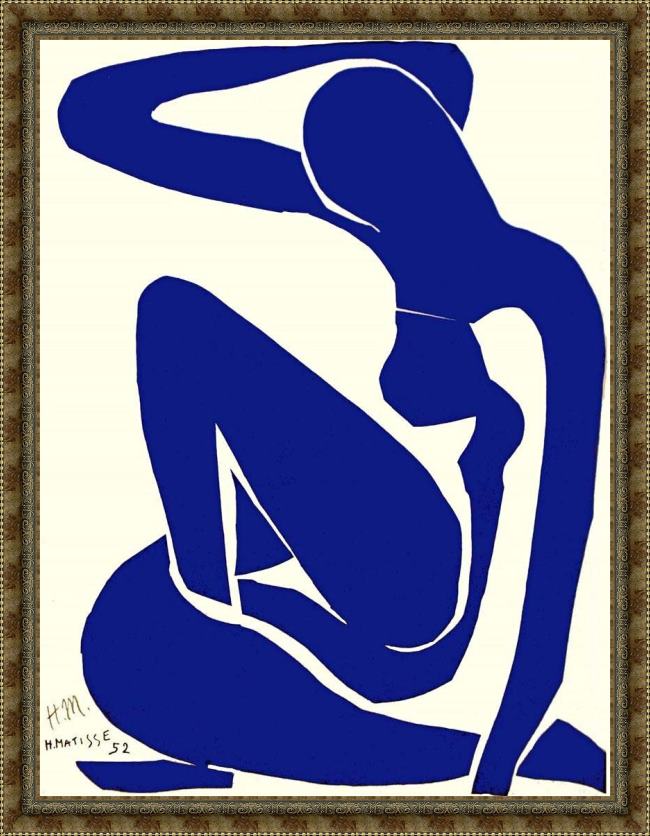 Framed Henri Matisse blue nude i 1952 painting