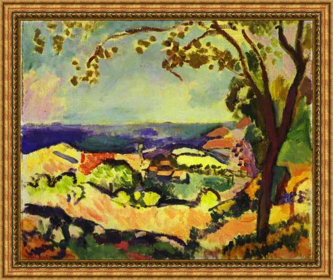 Framed Henri Matisse sea at collioure painting