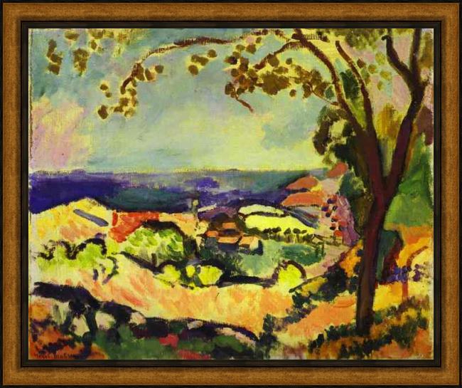 Framed Henri Matisse sea at collioure painting