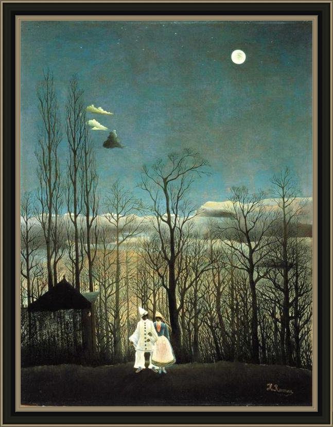 Framed Henri Rousseau carnival evening painting