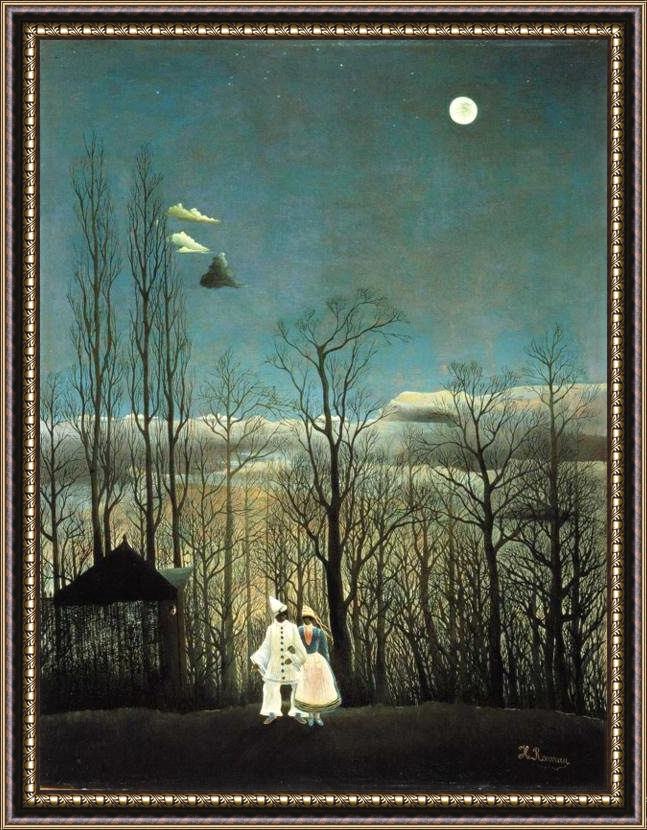 Framed Henri Rousseau carnival evening painting