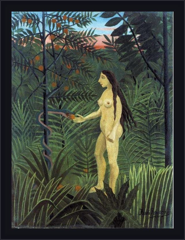 Framed Henri Rousseau eve painting