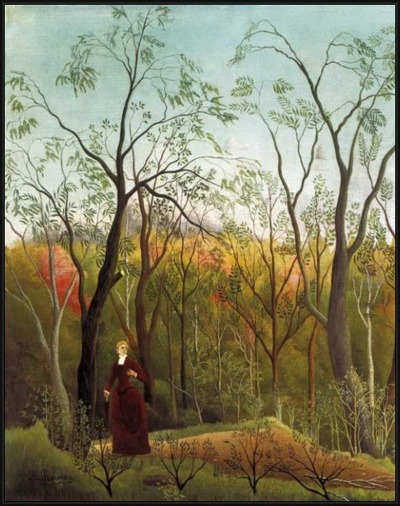 Framed Henri Rousseau promenade in the forest painting